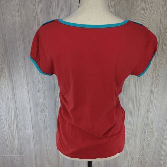 Peanuts Snoopy Babydoll T-Shirt Black Rhinestone Snoopy Outline Red and Blue Sz - Picture 2 of 7